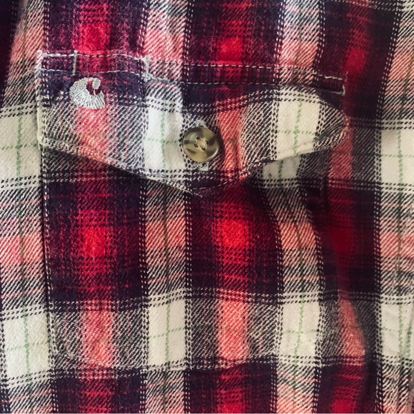 Carhartt for Women Pink and Purple Plaid Button Down Casual Shirt | Medium - Picture 3 of 4